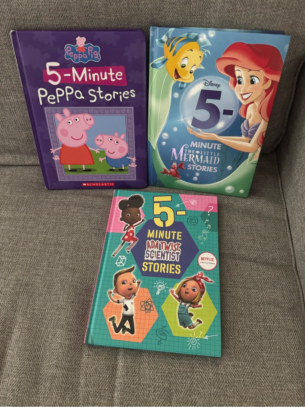 3 books- 5 Minute Stories Peppa, Ada, and Ariel